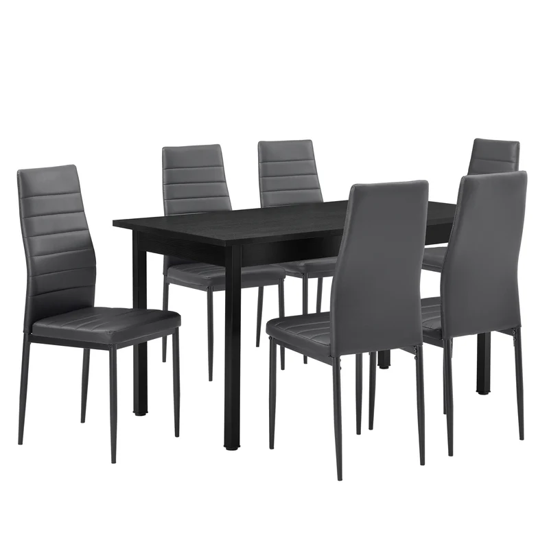 Grupo de comedor Bjerkvik (Set, 7 piezas) 140x60 cm en varios colores [en.casa]