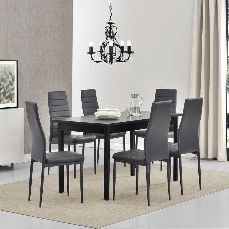 Grupo de comedor Bjerkvik (Set, 7 piezas) 140x60 cm en varios colores [en.casa]