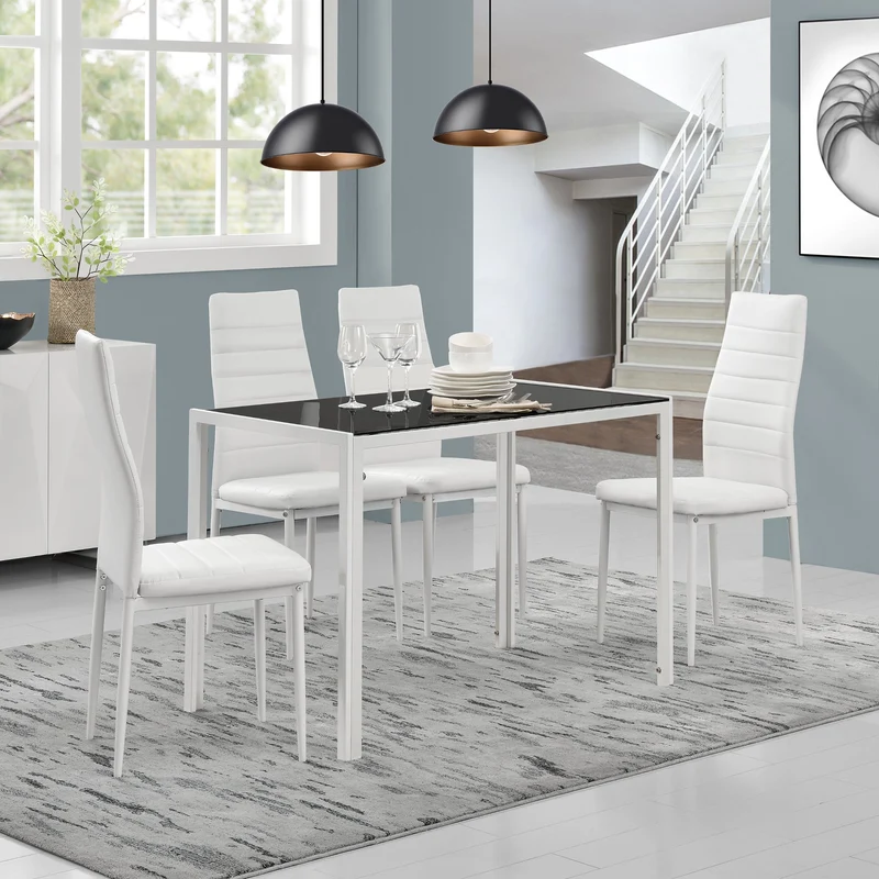 Mesa de comedor Eschede 105x60x75 cm con tablero de vidrio en varios colores en.casa