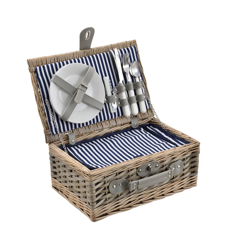 Cesta de picnic con juego de cubiertos para 2/4 personas en varios colores casa.pro