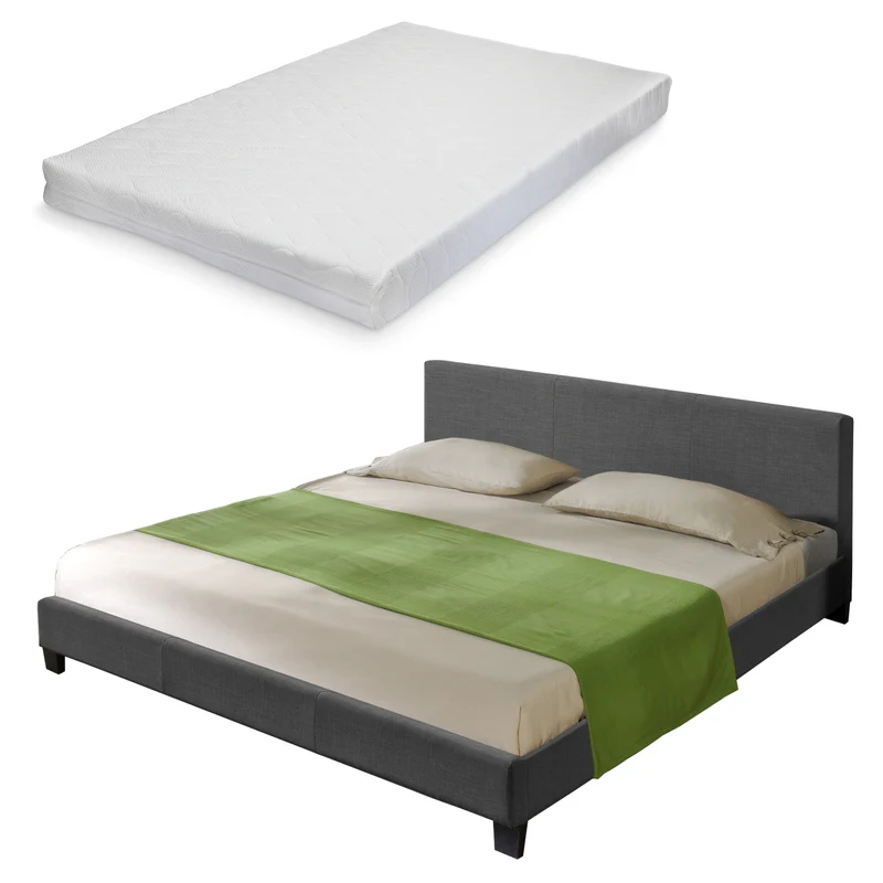 Cama tapizada moderna Estructura de cama gris oscuro CORIUM