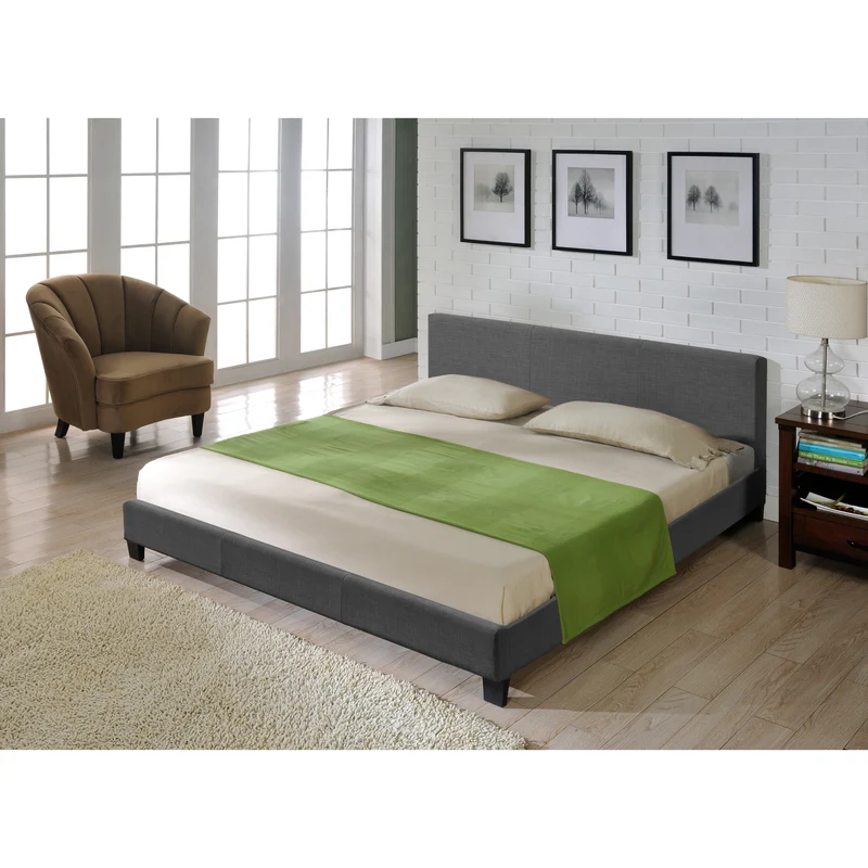Cama tapizada moderna Estructura de cama gris oscuro CORIUM