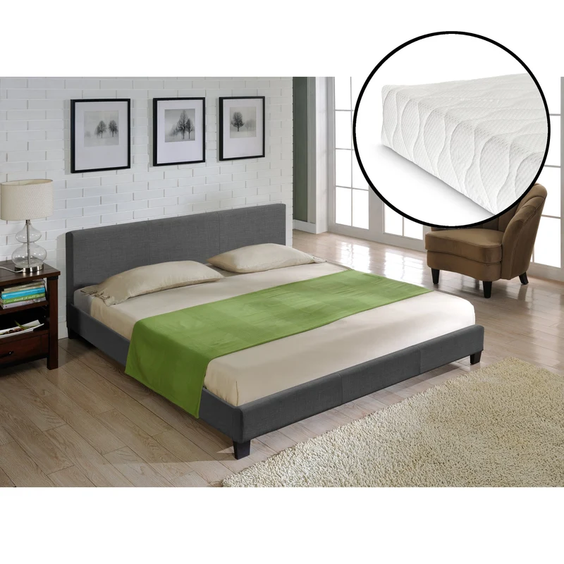Cama tapizada moderna Estructura de cama gris oscuro CORIUM