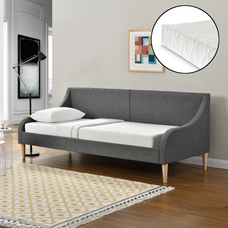 Diván 90x200 cm con o sin colchón de espuma fría Gris oscuro en.casa