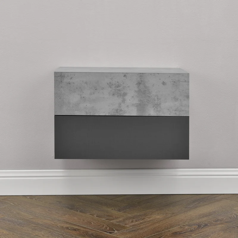 [Mesita de noche de pared Oslo con un cajón - en diferentes colores - 46x30x15cm [en.casa]