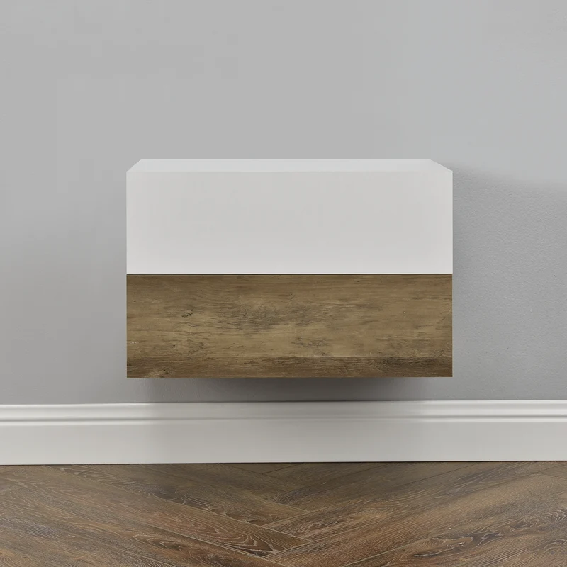[Mesita de noche de pared Oslo con un cajón - en diferentes colores - 46x30x15cm [en.casa]