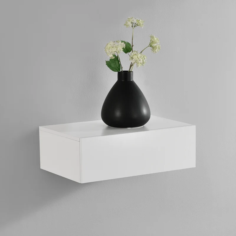 [Mesita de noche de pared Oslo con un cajón - en diferentes colores - 46x30x15cm [en.casa]