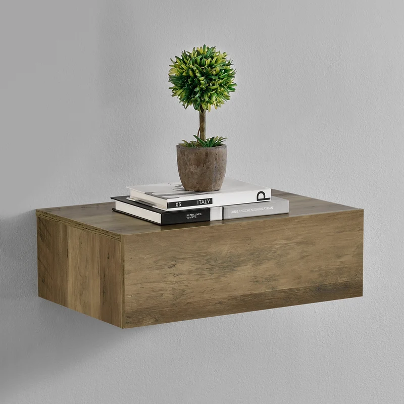 [Mesita de noche de pared Oslo con un cajón - en diferentes colores - 46x30x15cm [en.casa]