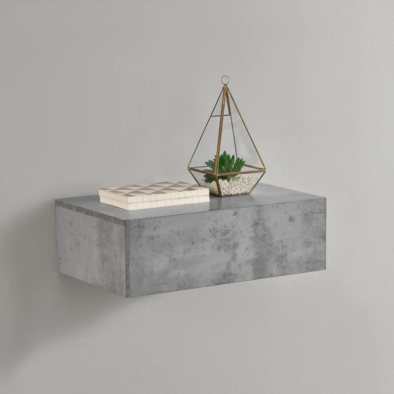 [Mesita de noche de pared Oslo con un cajón - en diferentes colores - 46x30x15cm [en.casa]