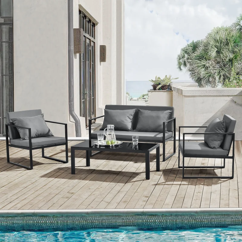 Conjunto de muebles de jardín Lerum de 4 piezas en varios colores en.casa