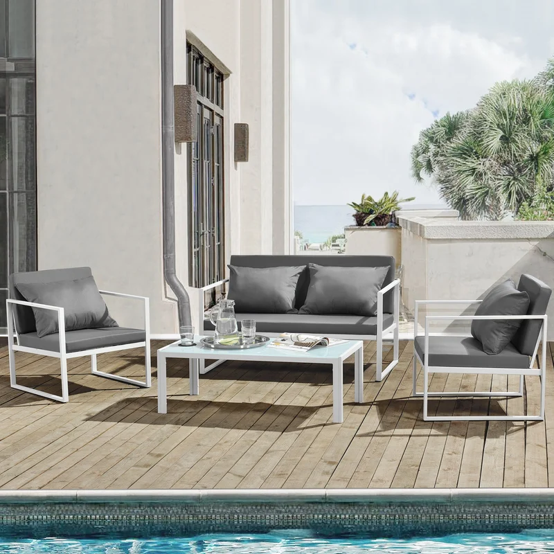 Conjunto de muebles de jardín Lerum de 4 piezas en varios colores en.casa