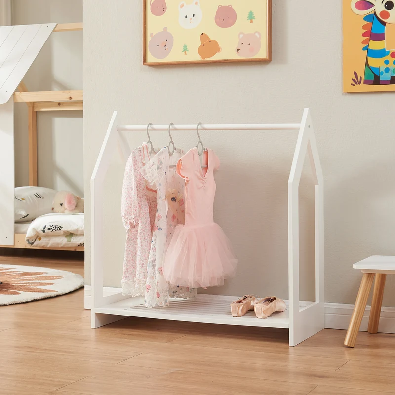 Perchero Burro Langeskov con estante MDF 78 x 75 x 35 cm blanco [en.casa]