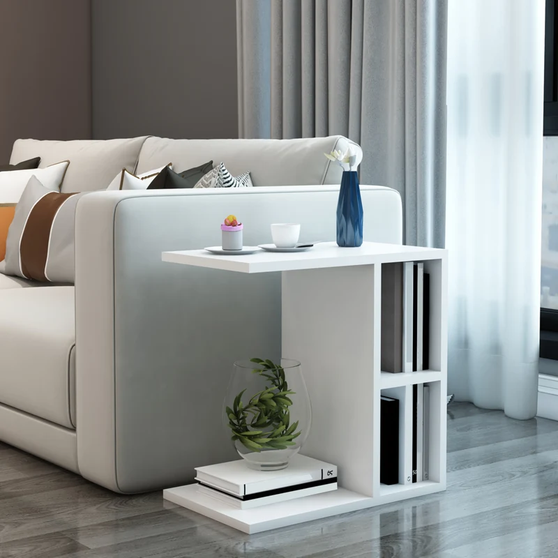 Mesa auxiliar Ravnsborg con 2 compartimentos aglomerado 50 x 50 x 30 cm blanco [en.casa]