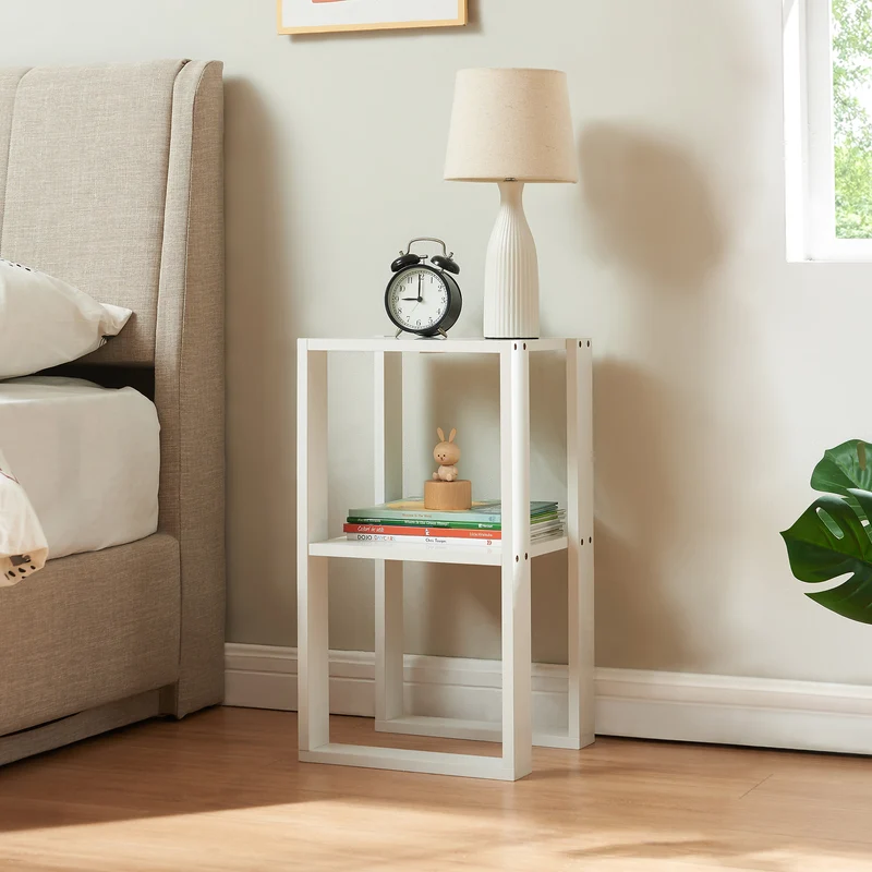 Mesa auxiliar Thyholm con estante 55 x 30 x 30 cm blanco [en.casa]