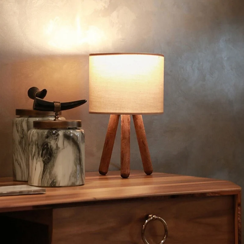 Lámpara de mesa Preston madera 1xE27 color arena [lux.pro]