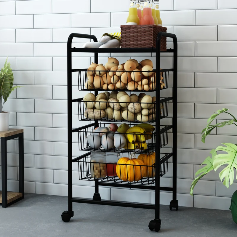 Carro de cocina Rudbjerg metal negro [en.casa]