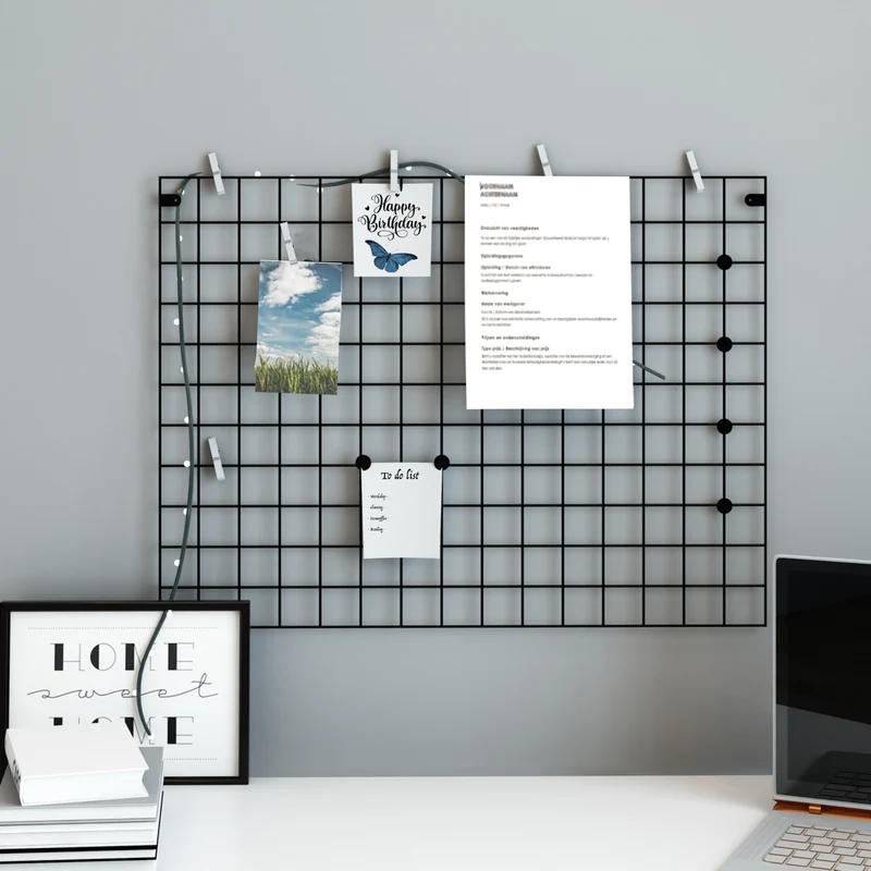 Rejilla de pared Sæby Metal 75 x 55 cm Negro [en.casa]