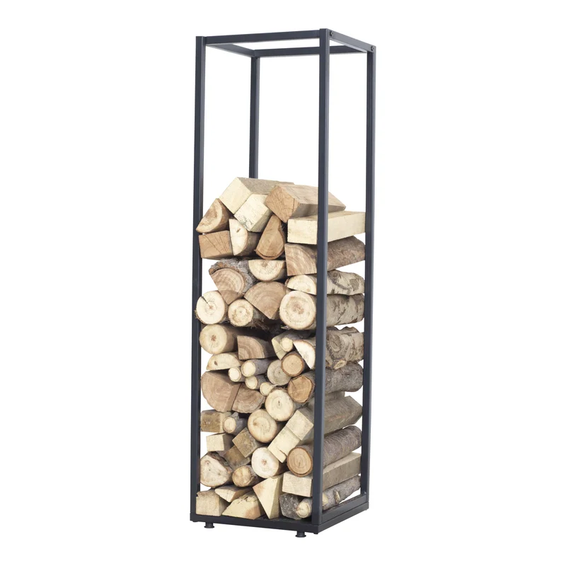 Estante para leña Tornved acero 35x35x120 cm negro [en.casa]