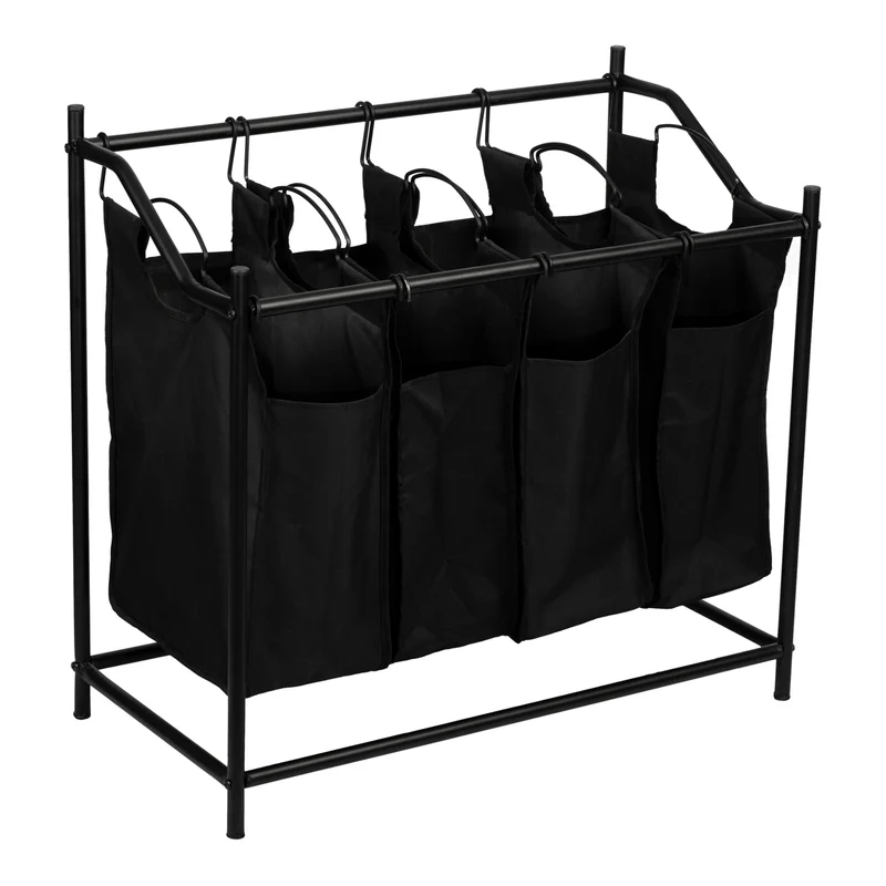 Recolector de ropa Vamdrup con 4 bolsas para ropa 18 L estructura metálica negro [en.casa]