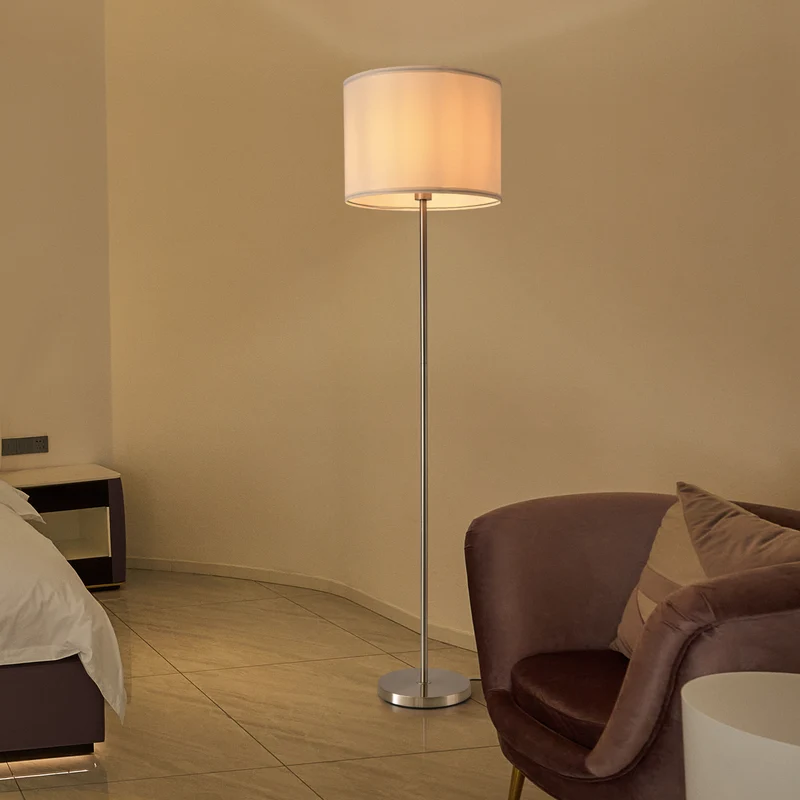 Lámpara de pie Tamworth E27 Plata Textil [lux.pro]