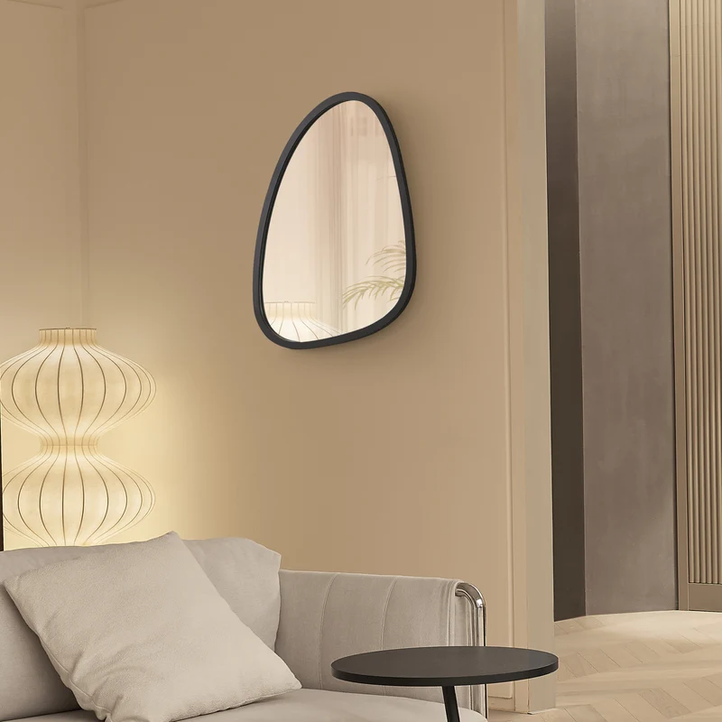 Espejo de pared Grottole negro mate, 62x50cm [en.casa]