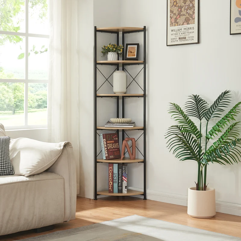 Estantería para plantas Ulfborg con 6 estantes 160x30x30 cm - Roble/Negro [en.casa]