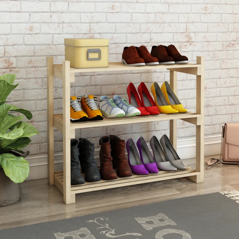 Estantería para zapatos Them con 3 estantes de madera de pino [en.casa]