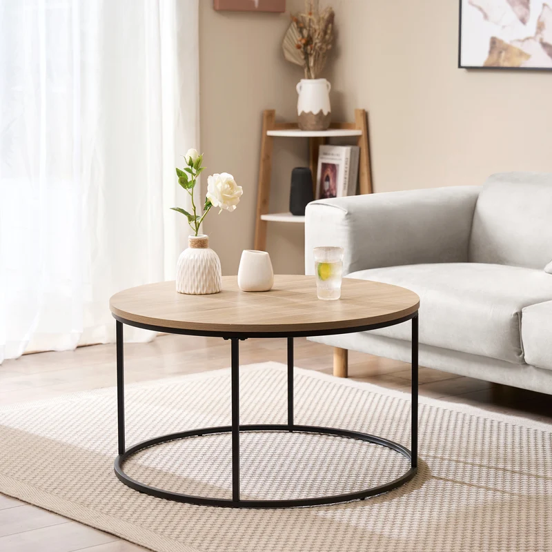 Mesa de centro Kuhmoinen 45xØ80 cm Negro [en.casa]