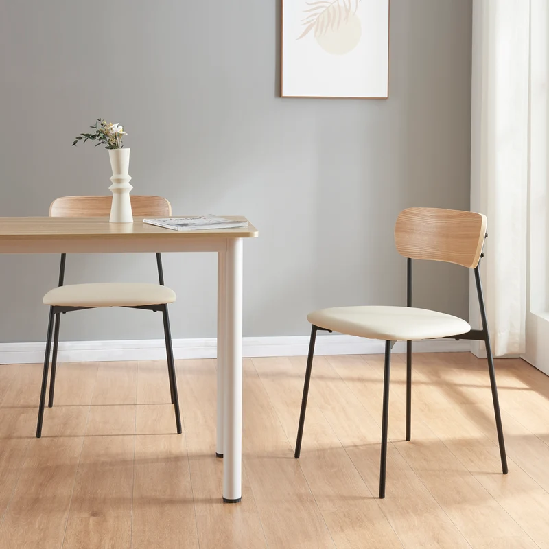 Silla de comedor Jyväskylä juego de 2 78x45x48 cm beige [en.casa]