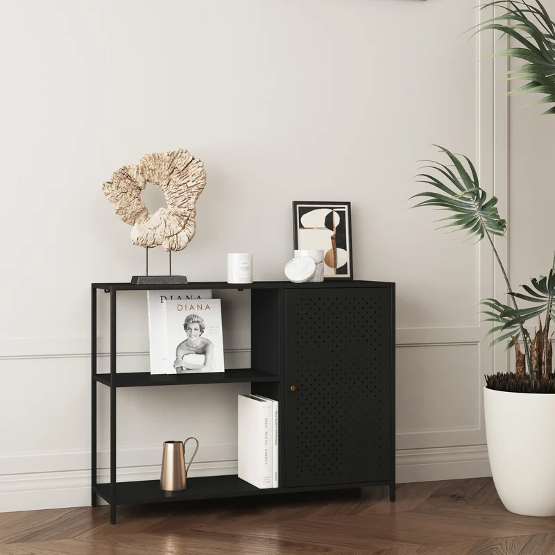 Estantería armario Viitasaari metal negro [en.casa]