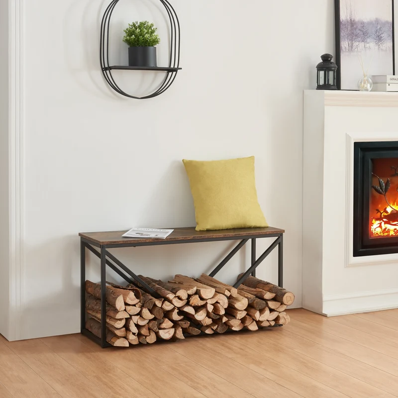 Estante para leña Vaasa con asiento 100x30x50cm [en.casa]