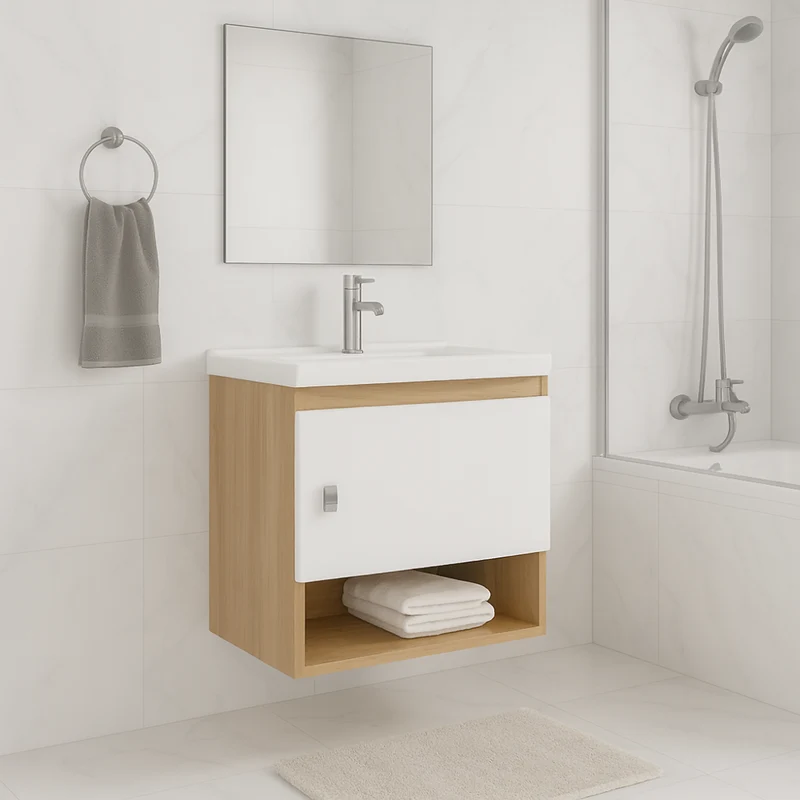Mueble de baño con lavamanos Linz - Almendra/Blanco
