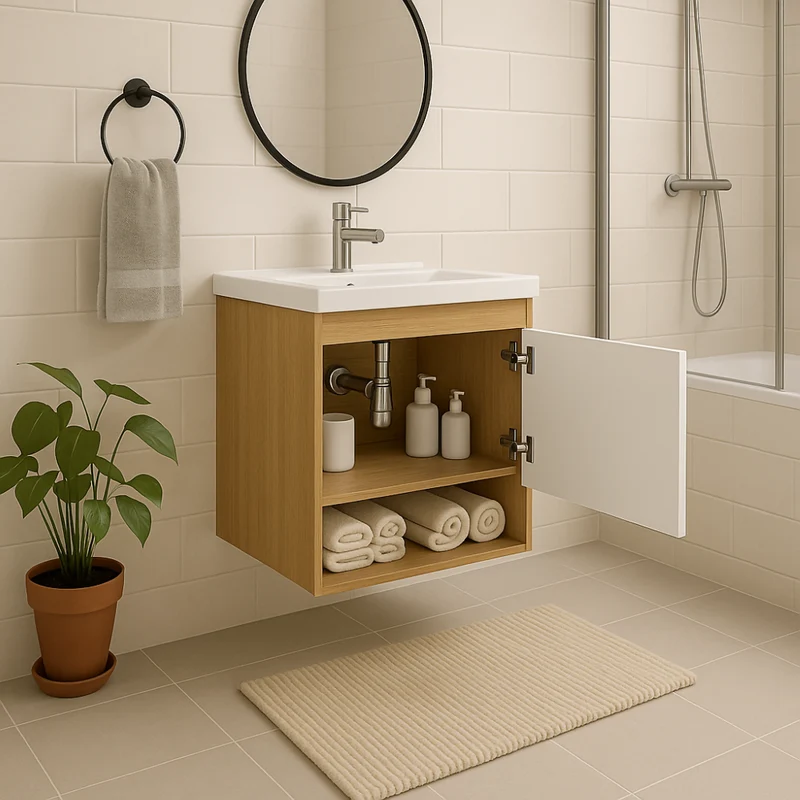 Mueble de baño con lavamanos Linz - Almendra/Blanco