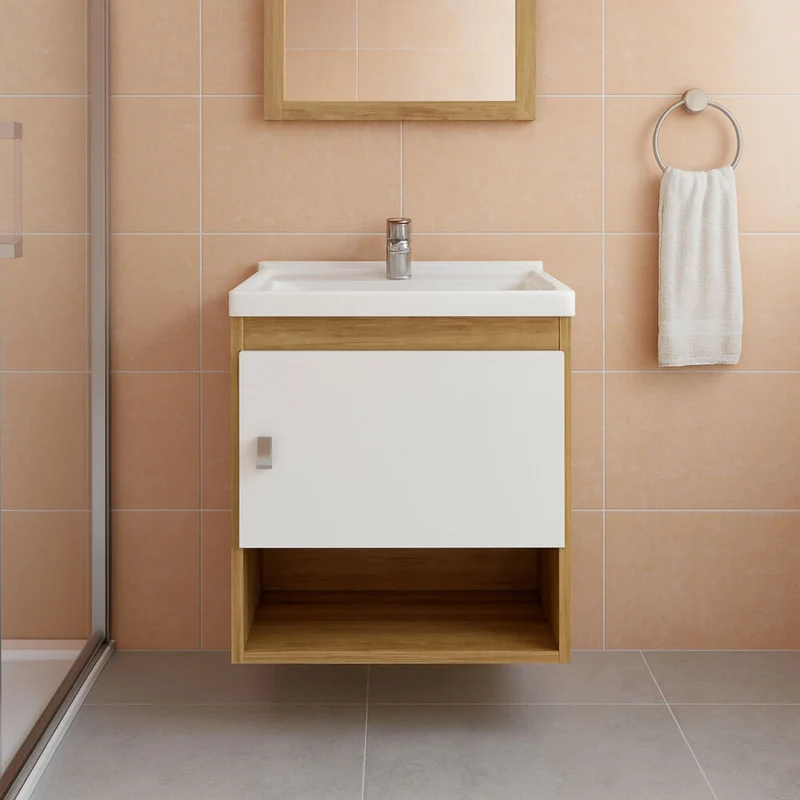 Mueble de baño con lavamanos Linz - Almendra/Blanco