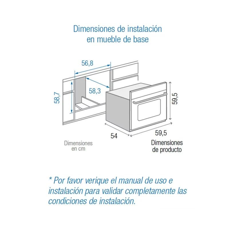 Horno Empotrar Eléctrico Inox 60cm 52lts 220V Challenger He2651