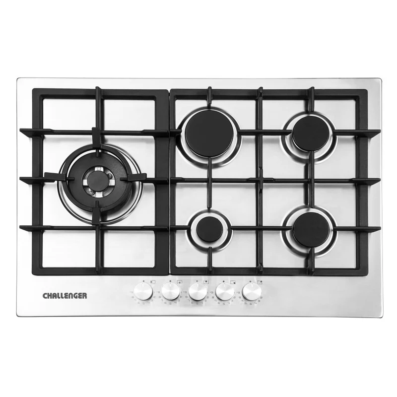Estufa de Empotrar Challenger 5 Puestos Gas Natural, Plateado
