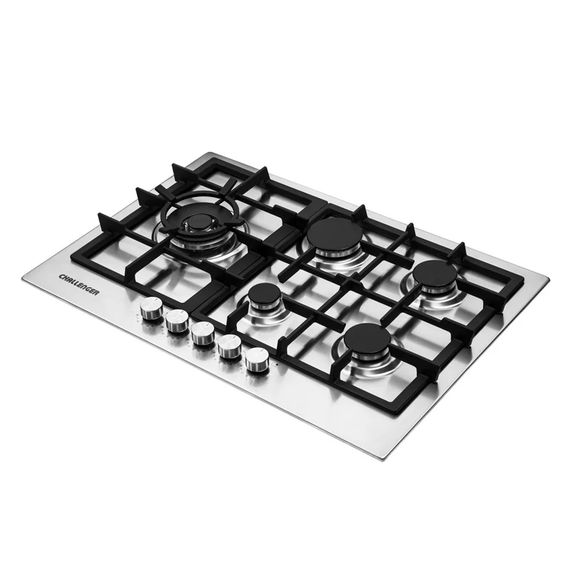 Estufa de Empotrar Challenger 5 Puestos Gas Natural, Plateado