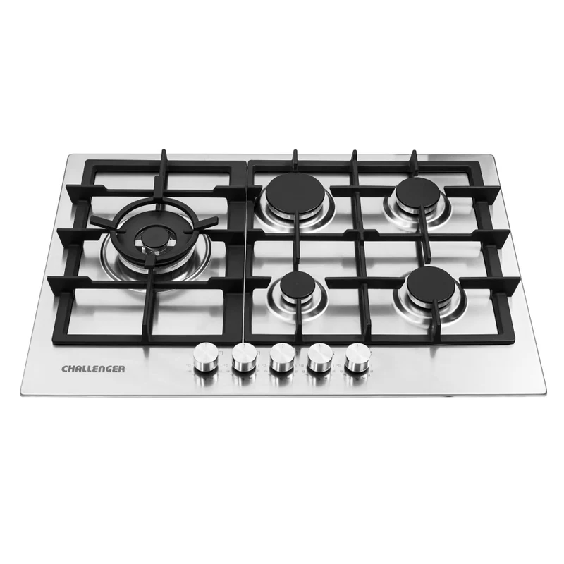 Estufa de Empotrar Challenger 5 Puestos Gas Natural, Plateado