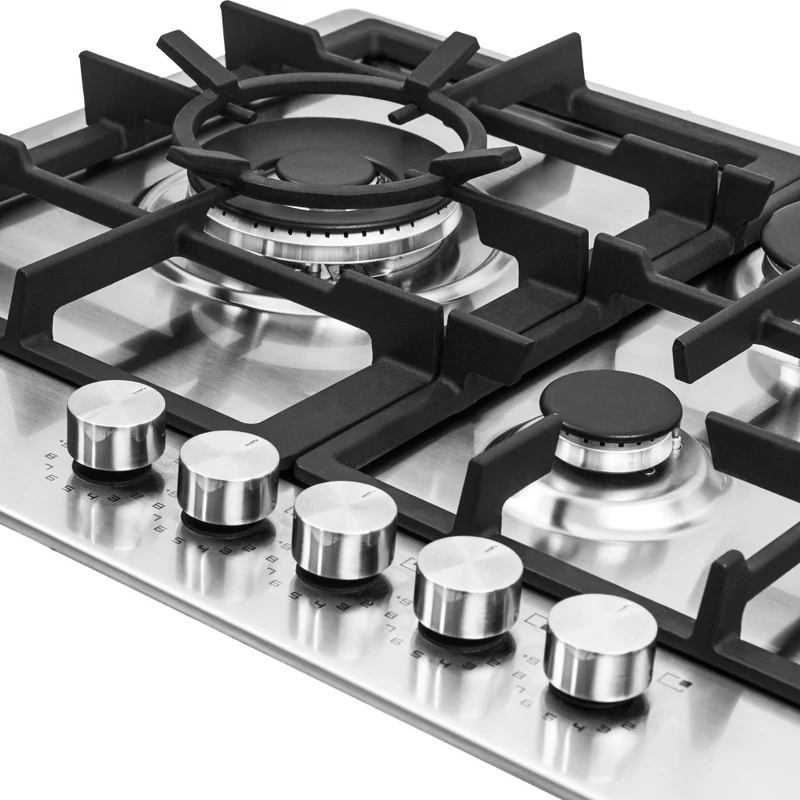 Estufa de Empotrar Challenger 5 Puestos Gas Natural, Plateado