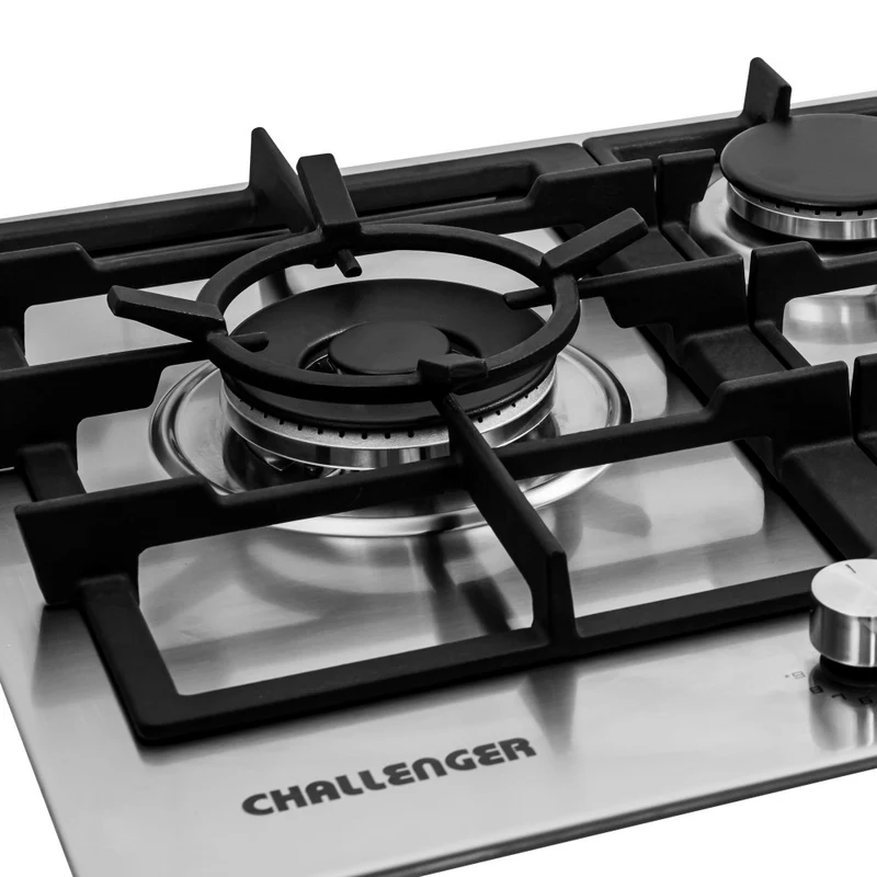 Estufa de Empotrar Challenger 5 Puestos Gas Natural, Plateado