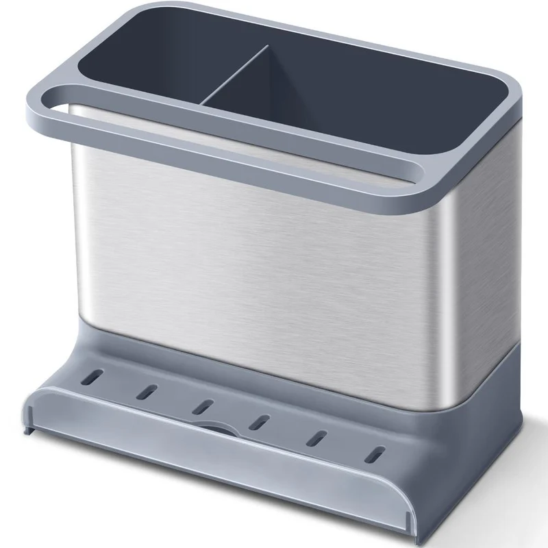 Dispensador Jabón de Platos Domura, Gris Oscuro y Metalizado, 3 en 1
