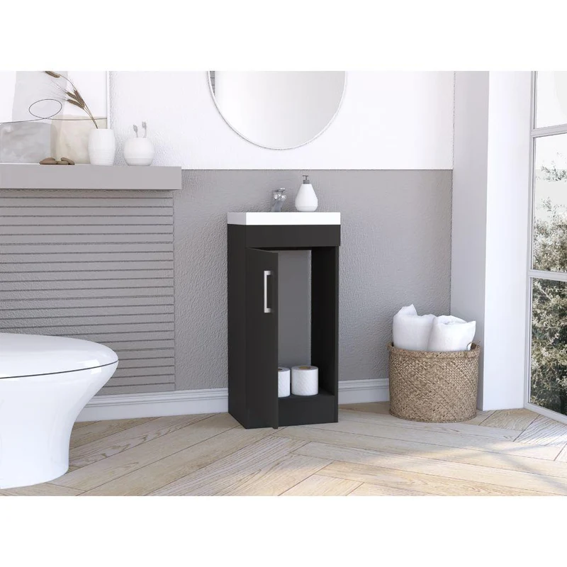 Mueble para Lavamanos Oporto, Wengue, con una Puerta Abatible ZF