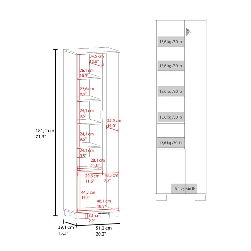 Mueble de Aseo Blake, Kronos Nogal, Incluye Colgador para Escobas y Variedad de Entrepaños ZF