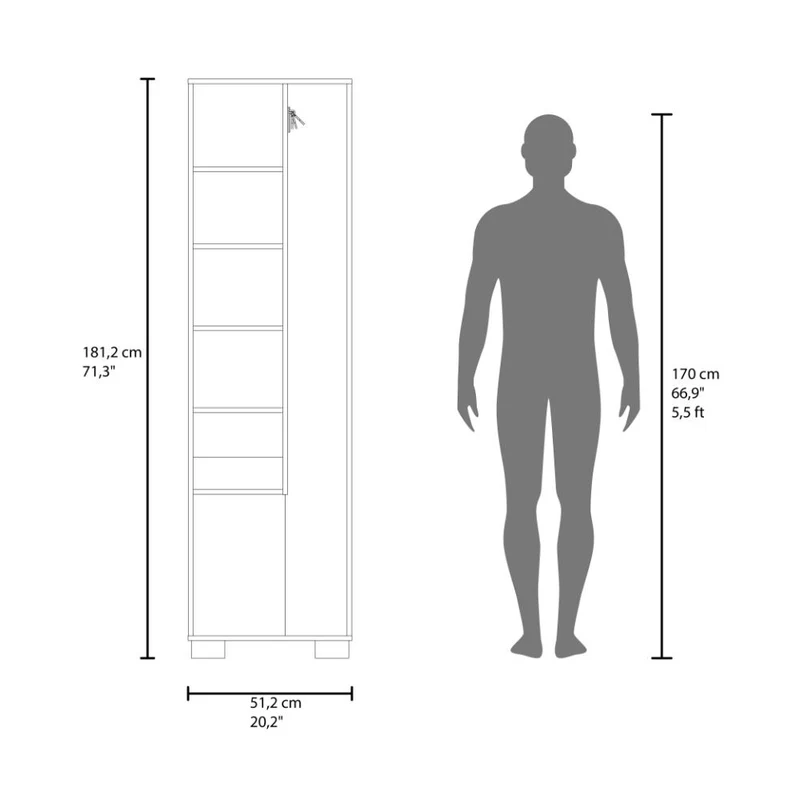Mueble de Aseo Blake, Kronos Nogal, Incluye Colgador para Escobas y Variedad de Entrepaños ZF