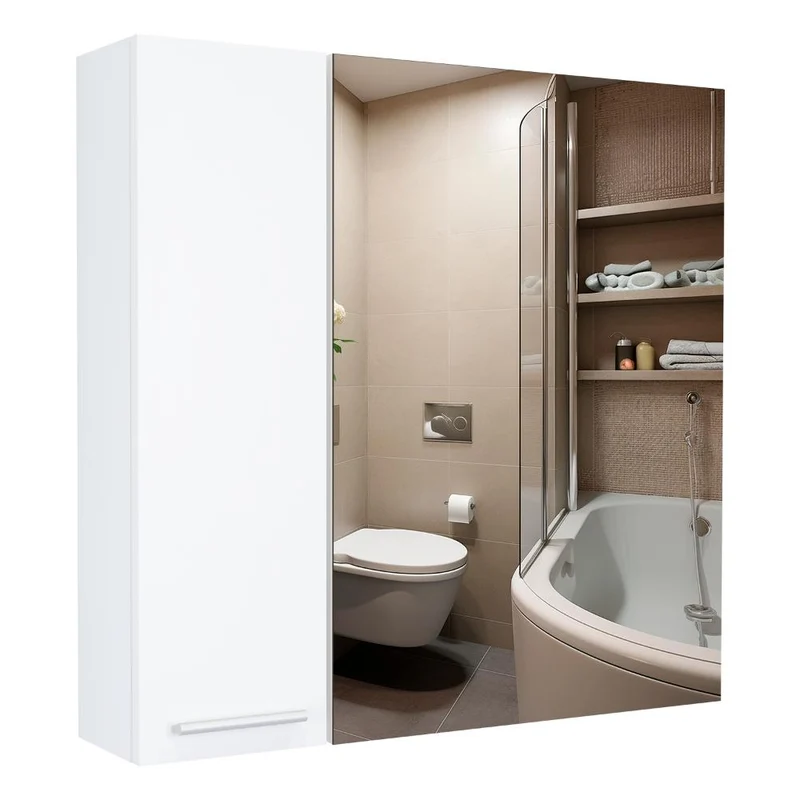 Gabinete de Baño Depp, Blanco, con Espejo Biselado de Buen Tamaño y Varios Entrepaños