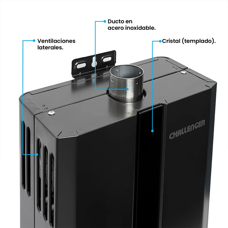 Calentador Gas Natural Challenger, Negro 10L-Tf