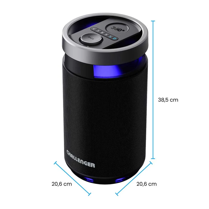 Parlante Inalámbrico 360 Challenger, Negro