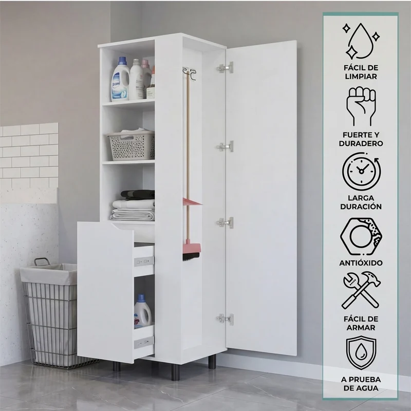 Mueble Auxiliar de Aseo Vidalia, Blanco, con Puerta Abatible ZF