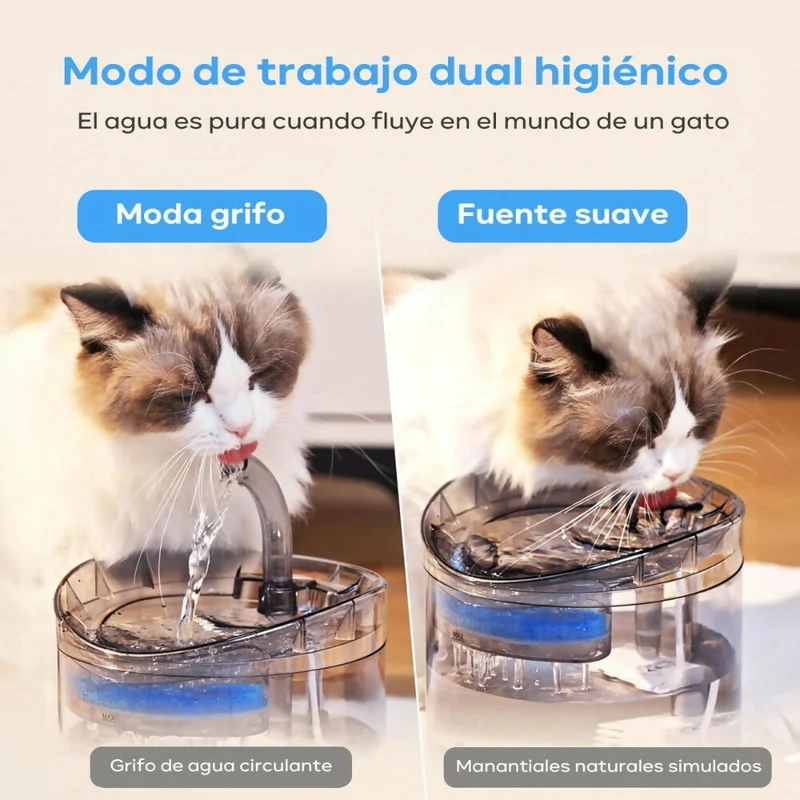 Fuente de Agua Mascotas Gatos Silencioso Automático Bebedero
