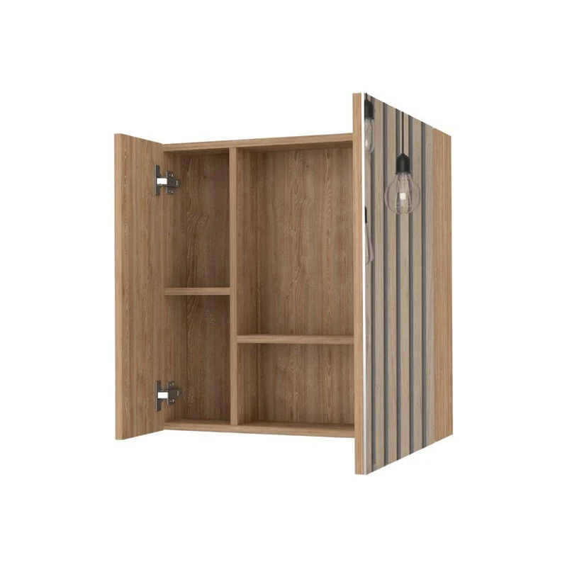 Gabinete de Baño Apolis, Miel, con Puerta Espejo y Dos Entrepaños para Ubicar Múltiples Objetos ZF